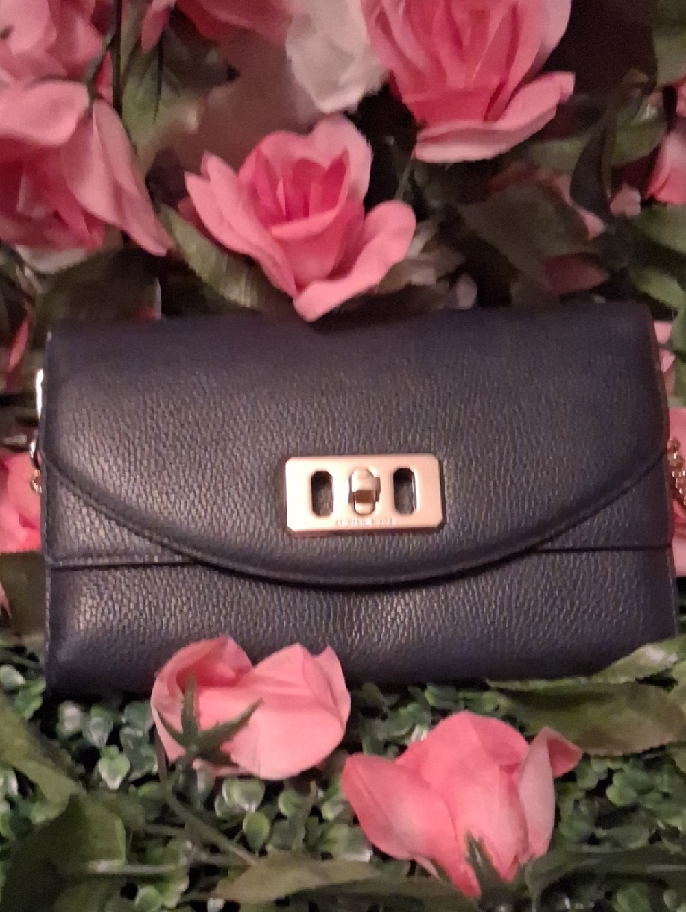 Michael Kors Classic Navy Leather Crossbody Bag with Gold Hardware